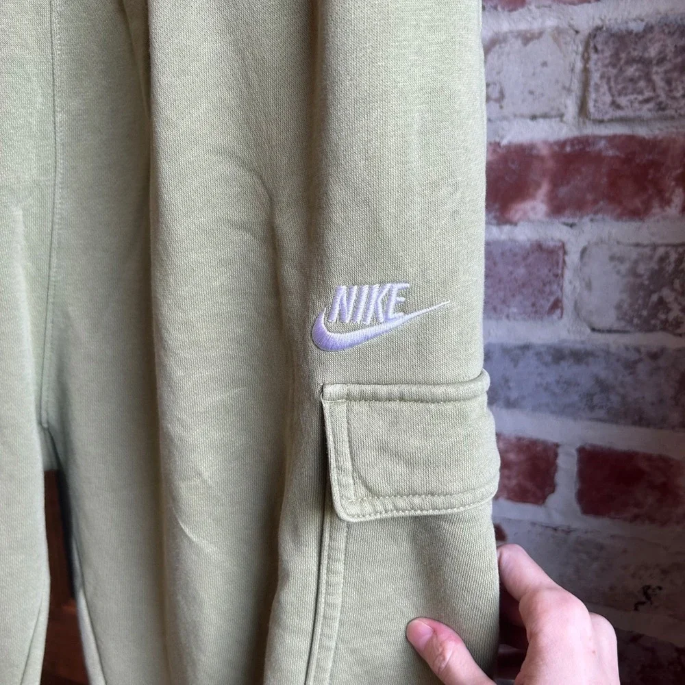 Nike Cargo Sweatpants Mens Olive Green Fleece Tapered Joggers Lounge Large
